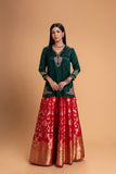 RED BROCADE LEHENGA SET (2 PCS)