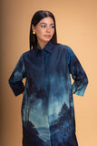 DARK BLUE CHANDERI PRINTED SHIRT (1 PC)