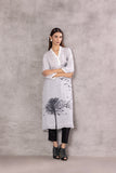 IVORY CHIFFON FOREST STRIPE PRINTED TUNIC (BW-08A)