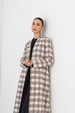 BEIGE & BLACK CHEQUERED WOOLEN JACKET (1 PC)