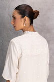 IVORY STRAIGHT EMBROIDERED SCALLOPED TUNIC  (1PC)
