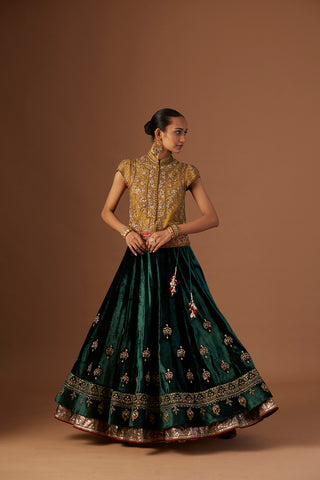 EMERALD GREEN EMBROIDERED LEHENGA (1 PC)