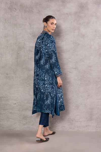 BLUE VISCOSE DUPION DUPION PRINTED EMBROIDERED TAGAAI KURTA (DC-04A/KUR)