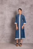 Indigo handloom cotton assymetrical dress (CL-08A)