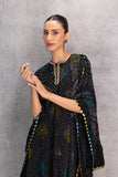 BLACK GAJI SILK DRAPE DRESS (1 PC)