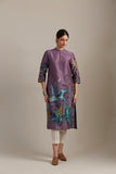 Lilac silk chanderi tunic, adorned with  forest print (SV-01/KUR)