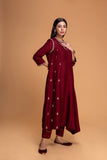 MAROON DUPION EMB. KURTA SET (2 PCS)