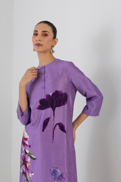 MIDNIGHT PLUM DUPION ORCHID PRINTED TUNIC (1 PC)