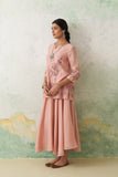 SOFT PINK CHANDERI KASHMIRI EMB. SHORT KURTA SET (3 PCS)