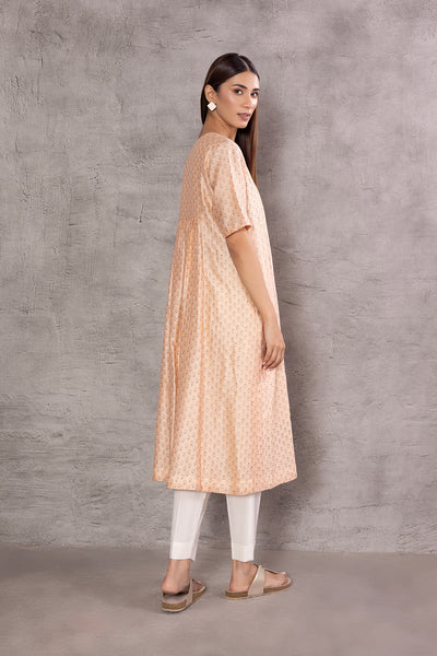 PEACH CHANDERI PRINTED TUNIC (TNC-10A)