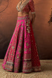 HOT PINK TISSUE MULTIKALI EMB. LEHENGA SET (EVO-09) (3 PCS)