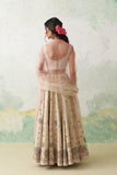 TOOSH & SOFT PINK DUPION PTD. WITH HAND KASHMIRI EMB. LEHENGA SET (4 PCS)