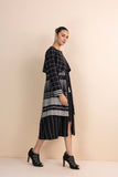 BLACK CHECK HANDWOVEN COTTON TRIPLE LAYERED LONG JACKET (1 PC)