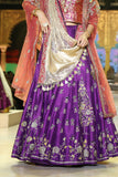 PURPLE SILK DUPION EMBROIDERED LEHENGA SET (SK-29)