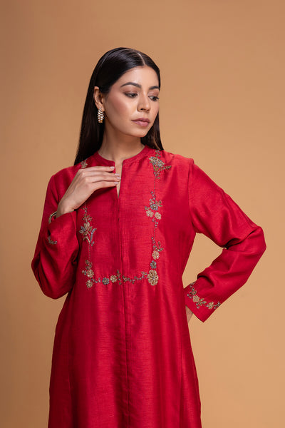 RED DUPION EMB. KURTA SET (2 PCS)