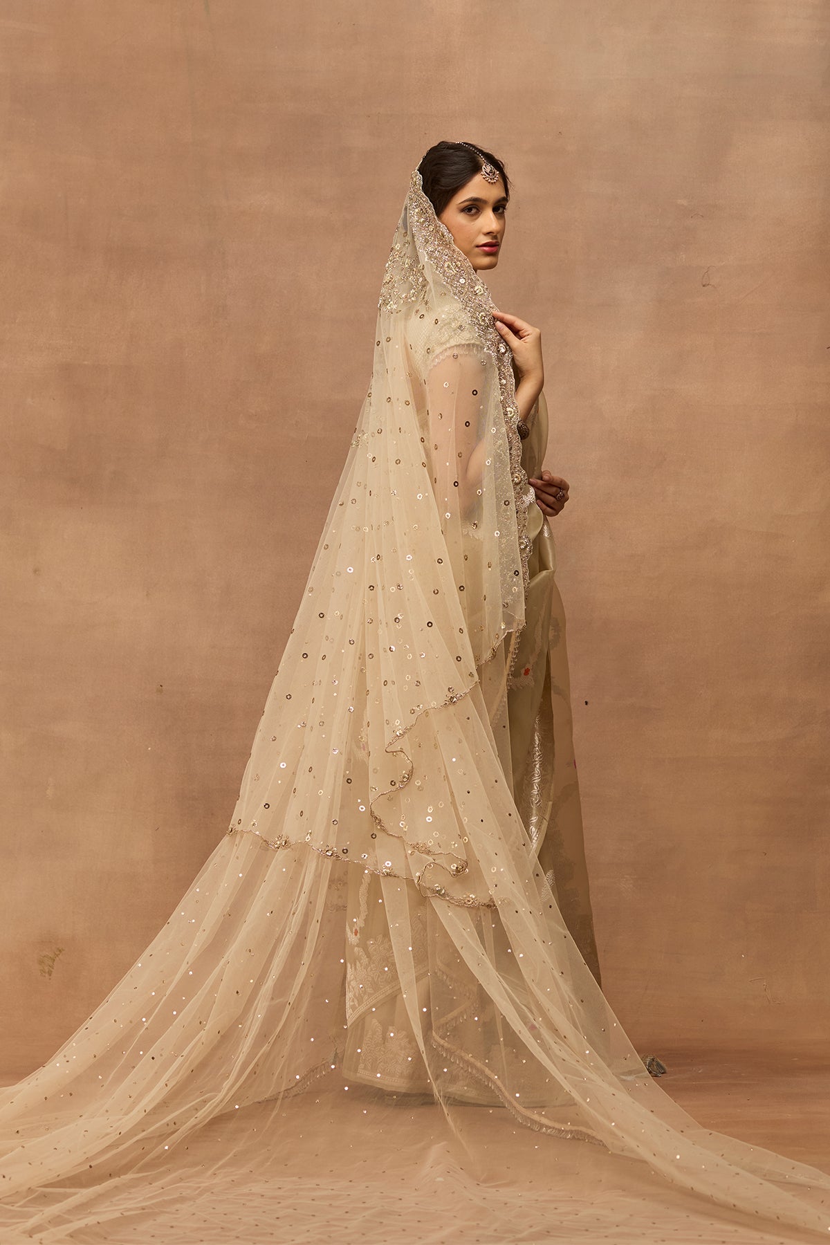 TOOSH MUKESH NET EMBROIDERED VEIL (FA-55D/DUP) – Anju Modi