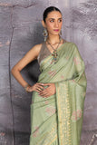 PISTA GREEN TUSSOR GEORGETTE SAREE (1 PC)