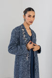 BLUE WOOLEN TEXTURED LONG JACKET (1 PC)