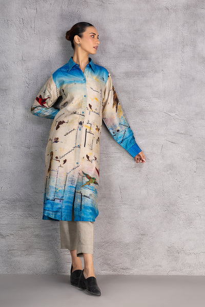 TOOSH & BLUE DUPION PRINTED SHIRT (1 PC)