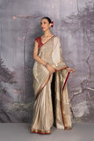 TOOSH &amp; GREY ZARI STRIPE EMBROIDERED SAREE (2 PCS)