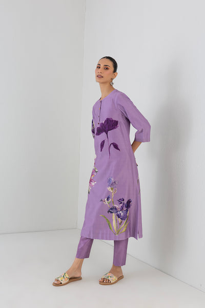 MAUVE WHISPER SILK CHANDERI ORCHID PRINTED TUNIC (1 PC)