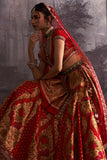 RED BANDHANI EMBROIDERED LEHENGA SET (4 PCS)