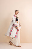 IVORY HANDWOVEN COTTON LONG JACKET (1 PC)