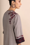 SHADES OF BEIGE STRIPE PRINTED & EMBROIDERED KURTA SET (2 PCS)