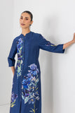 MIDNIGHT INDIGO SILK CHANDERI FLORAL PRINTED TUNIC (1 PC)