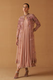 OLD ROSE NET EMBROIDERED JACKET AND OLD ROSE CHIIFON ANARKALI (TL-89B)