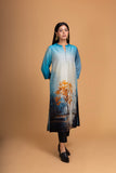 BLUE SILK CHANDERI DAWN PRINTED SHIRT (1 PC)