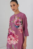 SALMON PINK SILK CHANDERI PEONY FLOWER PRINTED TUNIC (1 PC)