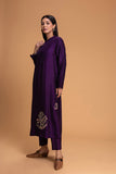 PURPLE DUPION EMB. KURTA SET (2 PCS)