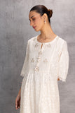 IVORY CHANDERI CHIKANKARI TUNIC (1 PC)