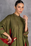 LEAF GREEN DUPION KAFTAAN (1 PC)