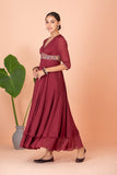 RED Double Layered Embroidered Dress (EM-06)