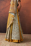 YELLOW & AQUA DUPION EMB. LEHENGA SET(KA-01B) (4 PCS)