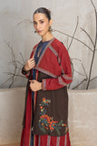 MADDER RED & BROWN LAYERED EMBROIDERED JACKET (1 PC)