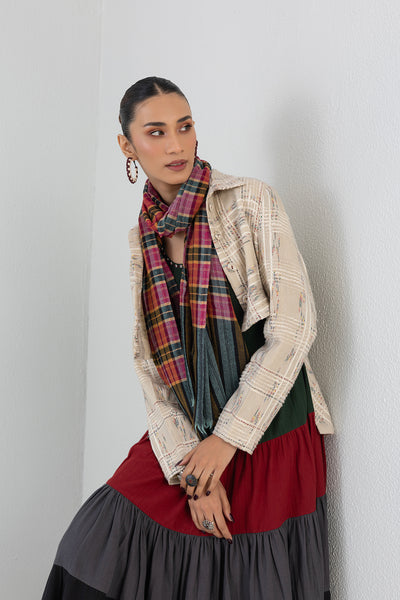 MUTICOLORED CHECK WOOLEN STOLE (1 PC)