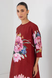 POPPY BLAZE DUPION CHINA ROSE PRINTED TUNIC (1 PC)