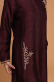 BROWN DUPION EMB. KURTA SET (2 PCS)
