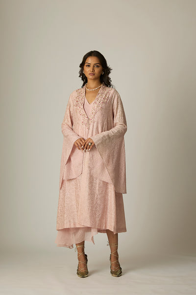 BABY PINK SILK CHANDERI EMBROIDERED JACKET SET (TL-124A)