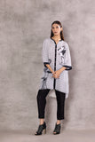 IVORY CHIFFON CHECK WITH SWAN PRINTED TUNIC (BW-03A)