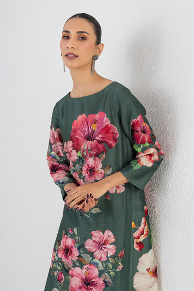 EUCALYPTUS DUPION HIBISCUS PRINTED TUNIC (1 PC)