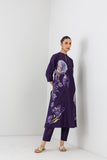 VIOLET ABYSS SILK CHANDERI IRIS LILY PRINTED TUNIC (1 PC)