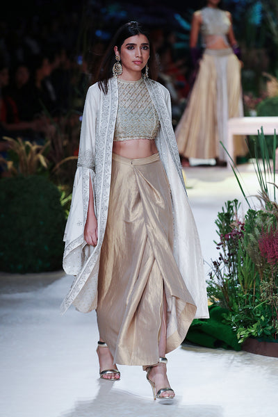 IVORY SILK DUPION EMBROIDERED JACKET ( TL-124)