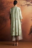 SAGE GREEN DUPION EMBROIDERED KURTA SET (YMN-14C)