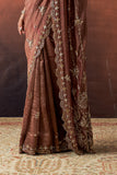 BROWN TISSUE EMB. SAREE SET (2 PCS)