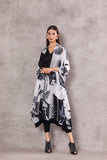 BLACK CHIFFON SLEEVELESS KURTA PAIRED WITH MONOCHROME CHIFFON PRINTED DUPATTA (BW-10)