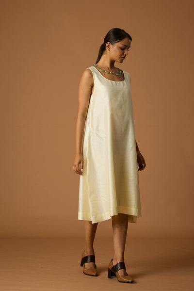 IVORY SILK ORGANZA DRESS WITH CHANDERI INNER (SV-15)